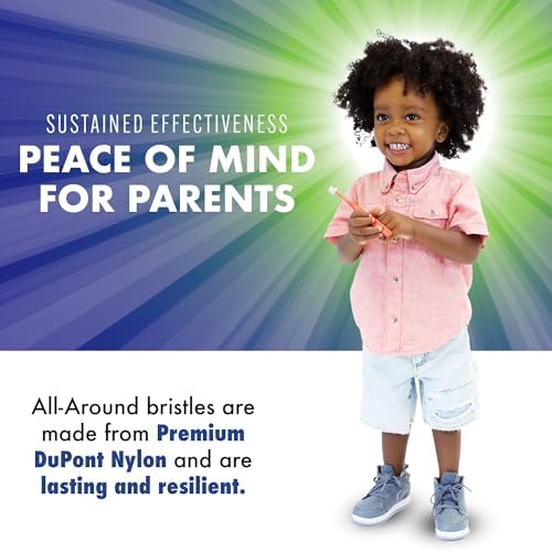 Brilliant Oral Care Child Toothbrush with Soft Bristles and Round Head, for a Kid Approved, Easy to Use All-Around Clean Mouth, Ages 2-5 Years, Sky Blue Lime Lilac, 3 Pack