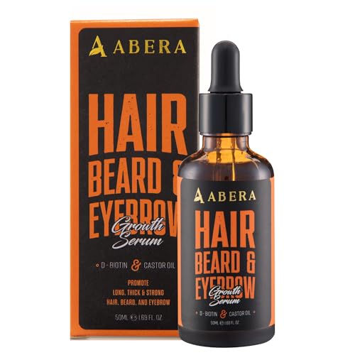 Abera Hair Growth Serum 1.69 fl oz for Hair Loss, Natural Hair Regrowth Treatment for Hair & Beard with Biotin & Castor Oil | Extra Strength & Bigger Size