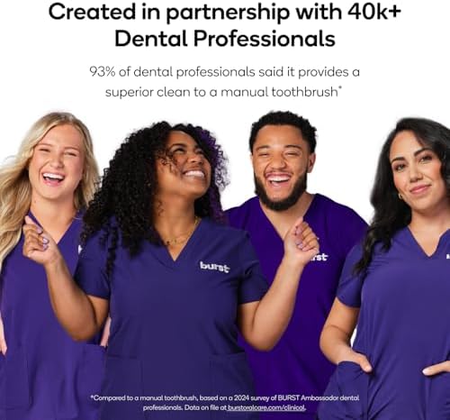 Burst Nova Toothbrush (Pink) | Sonic Powered Teeth Whitening | Super-Soft Bristles | 18000 VPM | 2 Minute Timer | Aluminum Handle | Replaceable Brush Head | Compact Size | with AAA Battery