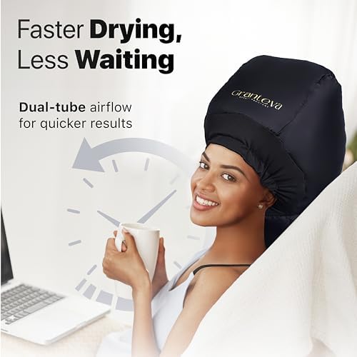 Hooded Hair Dryer with Dual Turbo Airflow & Soft Headband – Speeds Up Drying for Curly Hair, Reduces Heat on Ears & Neck – Large Hair Dryer Bonnet for Deep Conditioning at Home, Portable Use