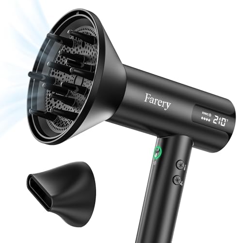 H8 Ionic Hair Dryer with Diffuser – 110,000 RPM for Ultra-Fast Drying, 1400W Powerful Heat, Negative Ion Technology for Frizz Controll, 4 Heat & 4 Speed Settings, Magnetic Nozzle, HD Display