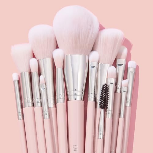 ColourPop Smoke 'N Roses Brush Roll Face & Eye Brush Set - Face & Eye Makeup Set - Made with Luxe Synthetic Vegan Bristles - Includes Holder (14 Count)