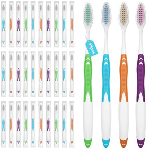 Bulk Toothbrushes 35 Pack, Individually Wrapped Toothbrushes Pack for Adults & Kids, Disposable Toothbrush Medium Soft for Travel, Donations, Hotels