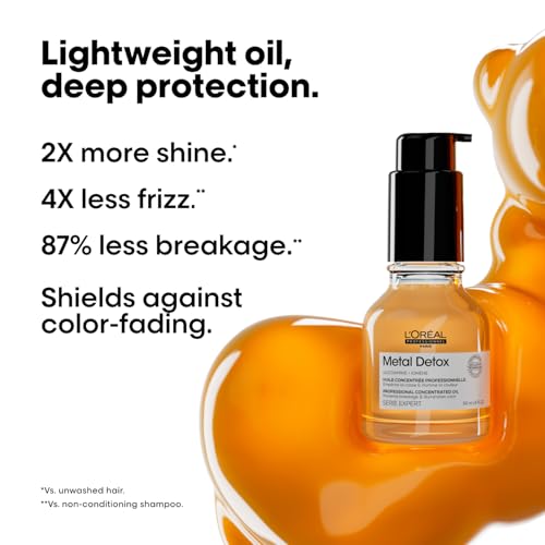 L'Oreal Professionnel Metal Detox Leave-In Oil - Detoxifies, Prevents Damage and Prolongs Hair Color With Shine