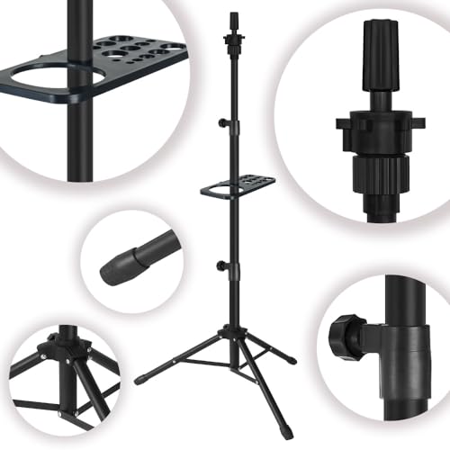 50 Inch Metal Wig Stand, Adjustable Wig Head Stand, Mannequin Head Stand for Cosmetology Hairdressing, Wig Stand Tripod with Tool Tray (Black, Mannequin Head Not Included)