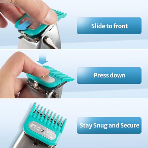 Clipper Guards Set Compatible with Andis Master, Oster Fast Feed, Andis AAC-1, GC, LCL, ML, PM-1, PM-2, PM-4, RCAC, RS-1, US-1, Size: #0 to #8 (Length: 1/16" to 1")