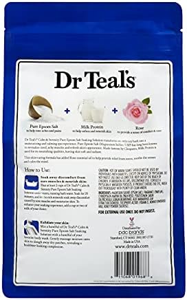 Bundle of Dr Teals Calm & Serenity with Rose Essential Oil (Made with Milk Protein): Pure Epsom Salt Soaking Solution 3 LBS & Foaming Bath 34 FL OZ