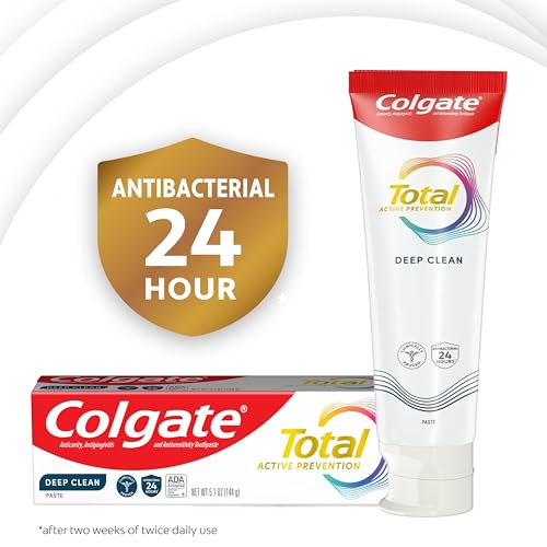 Colgate Total Active Prevention Deep Clean Toothpaste, Anticavity Fluoride Toothpaste, Clinically Proven Fluoride Formula Helps Fight Plaque Bacteria, Mint, 3 Pack, 5.1 oz