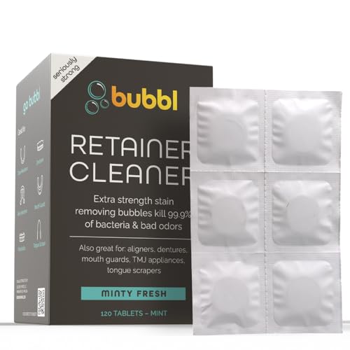 Bubbl 120 Tablet Retainer Cleaner for Invisalign Wire Retainer Cleaner Night Guard Cleaner and More Remove Odors and Stains for Cup or Ultrasonic Cleaners 4 Month Supply