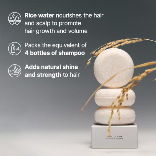 Korean Rice Water Shampoo Bar for Hair Growth & Strengthening, All Natural Formula with Biotin & Protein - Korean Hair Care