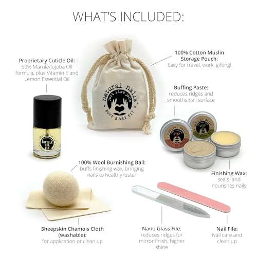 Just Like Jane™ Natural Nails Buff & Wax Kit - New Nano Glass File for Higher Shine!