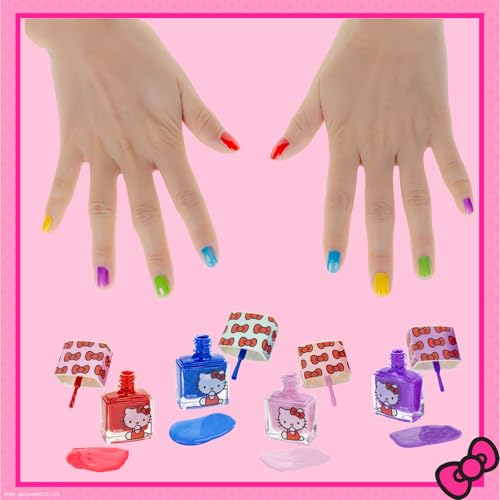 Hello Kitty - Townley Girl Train Case Cosmetic Makeup Set Includes Lip Gloss, Eye Shimmer, Nail Polish, Hair Accessories & More! For Girls, Ages 6+ Perfect for Parties & Makeovers