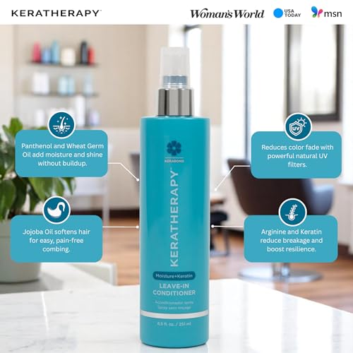 Keratherapy Keratin Infused Moisture Leave In Conditioner Spray, 8.5 fl. oz., 251 ml - Hydrating Leave in Conditioner Spray with Jojoba Oil, Panthenol, Arginine Amino Acid & Wheat Oil for Damaged Hair