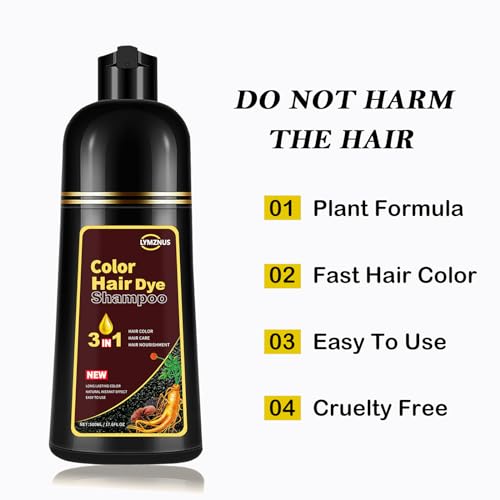 Instant Herbal Blonde Brown Hair Dye Shampoo 3 in 1, Colors in Minutes, Brown Hair Color Shampoo for Men and Women, 500ml