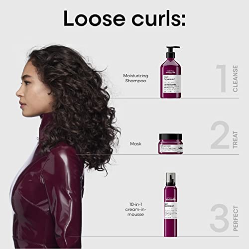 L'Oréal Professionnel Paris Curl Expression 10-in-1 Mousse - Multi-Benefits For Curly and Coily Hair - Defines and Strengthens Curls With Heat Protection, Silicone, Paraben and Alcohol-Free