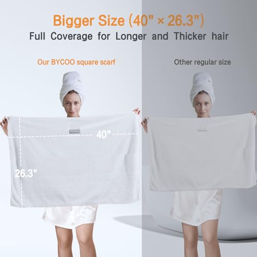 Large Microfiber Hair Towel Wrap for Women, Anti Frizz Drying Towel, Fast Dry Turban Wet Hair, Long, Thick, Curly Super Absorbent Soft Towels - White X-Large