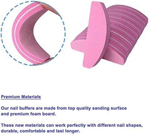 80 Pcs Nail Buffers, Buffer Block Nail Files Bulk for Acrylic Nails and Natural Nails Double Sided 100/180 Grit Portable Washable Sanding Buffing Buffers Arc Shape (80Pcs Multicolor)
