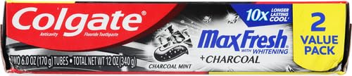 Colgate Max Fresh Toothpaste + Charcoal, Charcoal Mint (6 Ounce, Pack of 2)