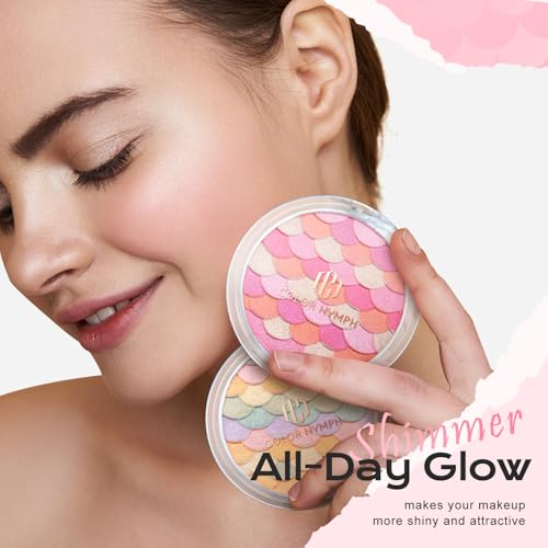 Color Nymph Powder Blush & Highlighter Makeup Set | Multi-Purpose Highlighter Palette | Highly Pigmented Soft Shimmer Face Blush Powder Palette | Vegan & Cruelty-Free, Mermaid Make up Design