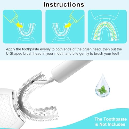2 Pcs Silicone U-Shaped Brush Head Replacement Compatible with U-Shaped Toothbrush,360 Degree Silicone Head Teeth Cleaning for Sonic Toothbrush Tool Head Accessories for Adults