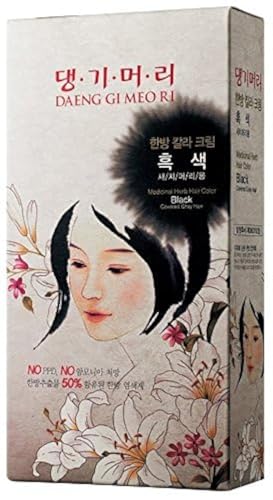 Daeng Gi Meo Ri – Korean Herbal Hair Dye Color Cream [Black] - PPD-Free Gray Coverage, Hair Protection, High-Keratin Formula, 5 Oz