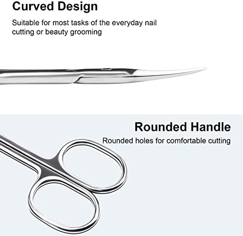 CGBE Manicure Scissors, Extra Fine Eyebrow Scissors for Grooming, Curved Blade Nail Scissors Precise Pointed Tip Grooming Kit for Eyebrow, Eyelash, Trim Nail and Dry Skin