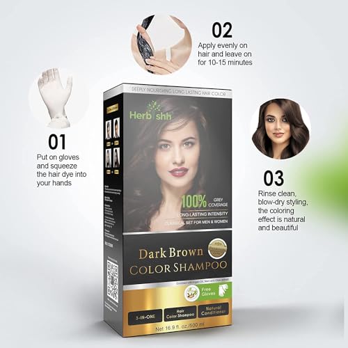 Herbishh After Color Shampoo Combo Contains Hair Color Shampoo Hair Dye 500ml Argan Oil 30ml Pro Keratin And Argan Hair Mask 100gm For Hair Shine And Protection For Men And Women (Dark Brown)