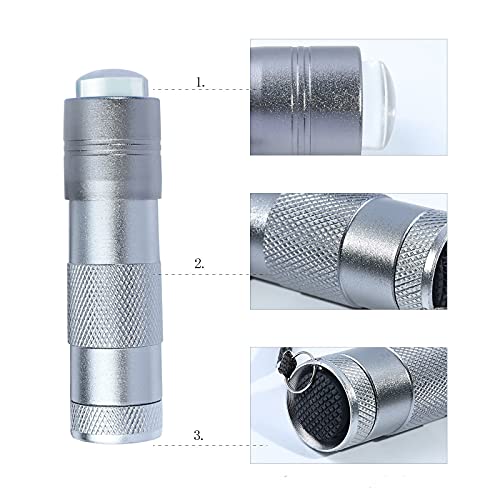 Handheld Nails Art UV Press Light, UV Lamp with French Nail Stamper Head Art Stamp Polish Print Quick Dry Lamp Small Glow Flashlights with 12 LED Lights, Portable Light Nail Dryer for Gel