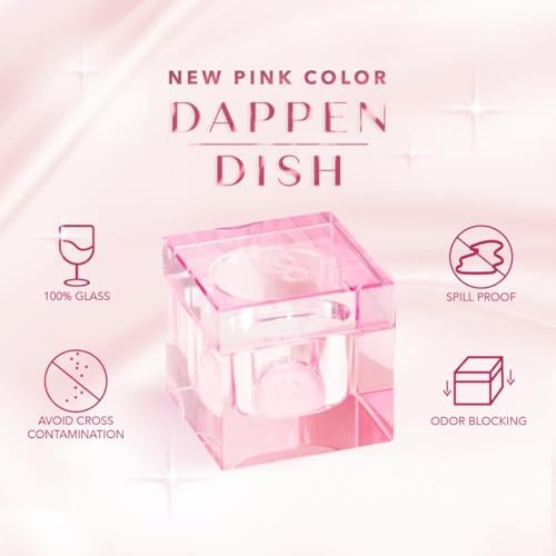 KIARA SKY Professional Nails Spill-Proof Dappen Dish with Lid for Holding Acrylic Liquid Monomer - Pink