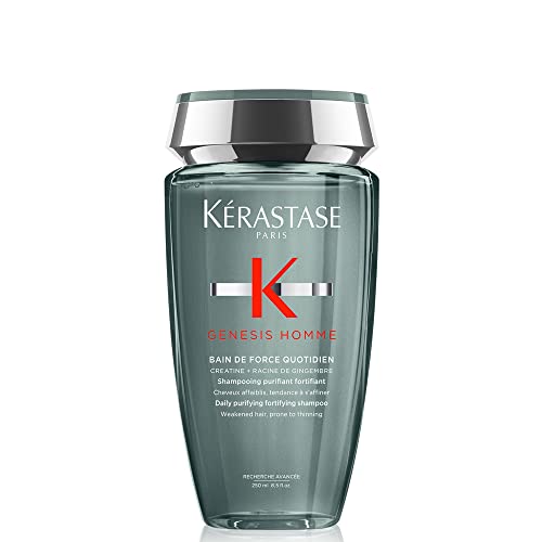 Kerastase Genesis Homme Bain De Force Shampoo For Men - Deep Cleansing & Hydrating, For Weakened Hair & Beard, 8.5 Fl Oz
