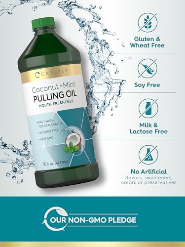 Carlyle Pulling Oil for Teeth & Gums | 16 Fl Oz Pack of 2 | Coconut and Mint | Alcohol Free & Non-GMO