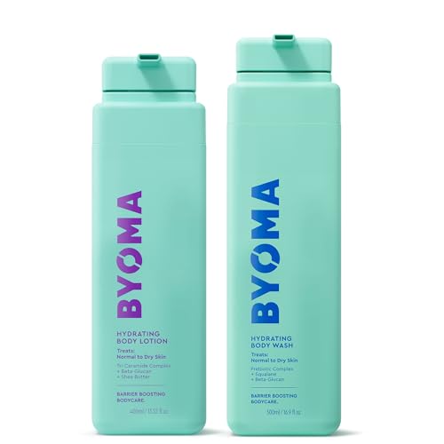 BYOMA Hydrating Body Wash & Lotion Bundle - Moisturizing Duo for Normal to Dry Skin - With Squalane, Tri-Ceramide Complex, Shea Butter & Beta Glucan - Cleanse, Soothe & Strengthen Skin Barrier