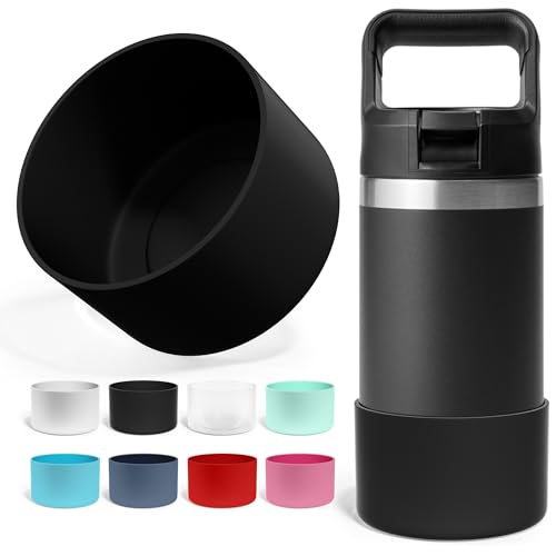 Jmoe USA Silicone Boot for Yeti Rambler Jr 12oz and 18oz Bottle | 2mm Sleeve | Anti-Slip Boot | Protector for the Bottom of your Bottle | Protects Against Damage | BPA Free Silicone (Black)