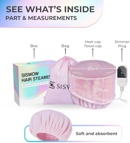 Heating Cap for Deep Conditioner w/10-level Heats Up Quickly, Hair Steamer for Natural Black Hair Home Use - Thermal Heat Cap for Treatment, Great for Deep Conditioner - Portable, Waterproof