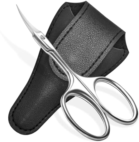 Curved Cuticle Scissors - Professional Stainless Steel Beauty Scissors - Sharp Small - Precise Pointed Tip - for Manicure, Eyebrows, Eyelash, hair