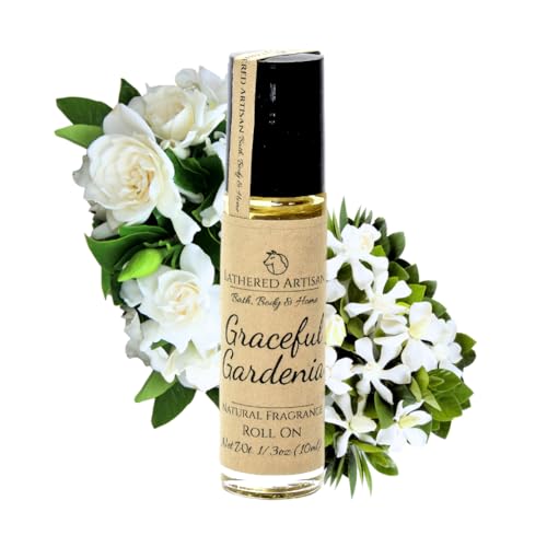 Graceful Gardenia - Natural Fragrance Unisex Oil Perfume by Lathered Artisan - Alcohol-Free Plant Based Oil Perfume and Cologne, Nourishing, and Uniquely Handcrafted (Graceful Gardenia - Roll On)
