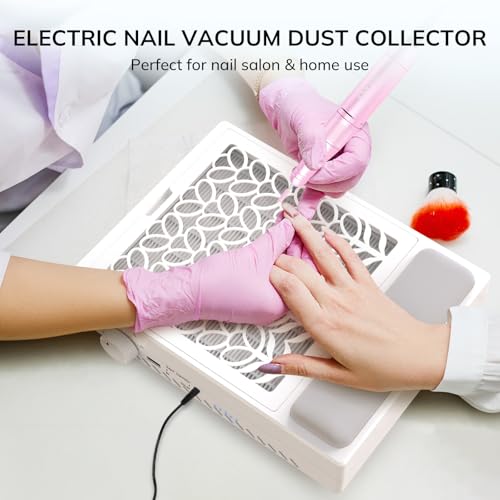 Lavinda Nail Dust Collector, Efficient Nail Dust Vacuum with Washable Filter, Ideal for Acrylic Nail Art, Polishing, Manicure & Pedicure in Salons and Home Use