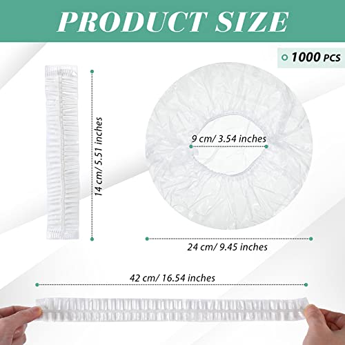 Leyndo 1000 Pcs Disposable Shower Caps Waterproof Plastic Bath Caps Bulk, Elastic Hair Processing Thick Waterproof Bath for Women, Spa Party Travel, Hair Salon(Clear)