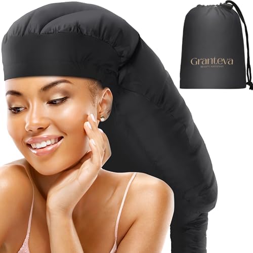 Large Hooded Hair Dryer Bonnet w/Integrated Headband - Reduces Heat Exposure Around Ears & Neck - Enhanced Size for Use with Rollers, Speeds Up Drying Time, Safe Deep Conditioning at Home, Adjustable