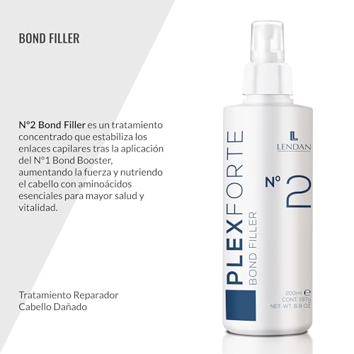 Lendan - Damaged Hair Repair Treatment - Plex Forte Nº2 Bond Filler - 200 ml - Strengthens Hair - Nourishes and Repairs Damaged Hair - Preserves Color Longer - Heat Protector