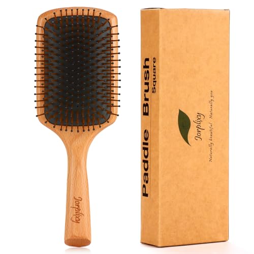 Hair brush for Men and women,wet brush with wooden handle,curly hair brush,air cushion brush,wooden hairbrush for Thick/thin/Fine Hair,paddle brush for Wet & Dry Hair,square large hair brush