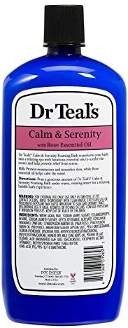 Bundle of Dr Teals Calm & Serenity with Rose Essential Oil (Made with Milk Protein): Pure Epsom Salt Soaking Solution 3 LBS & Foaming Bath 34 FL OZ