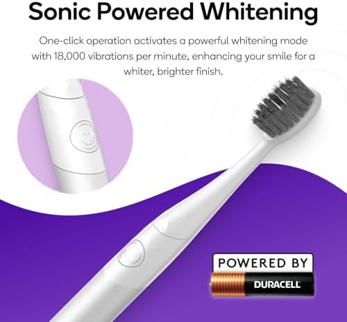 Burst Nova Toothbrush (Pink) | Sonic Powered Teeth Whitening | Super-Soft Bristles | 18000 VPM | 2 Minute Timer | Aluminum Handle | Replaceable Brush Head | Compact Size | with AAA Battery