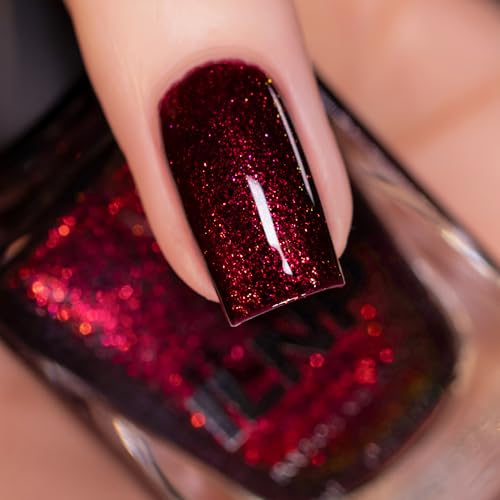 ILNP Sabrina - Dark Vampy Red Shimmer Nail Polish - Vegan, Cruelty Free, Non Toxic