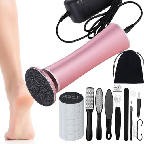 Darmave™ Electric Foot Callus Remover, Smooth Pedicure Wand with 60 Sanding Pads, Foot Scrubber File, Pedicure Tools for Feet, Heel Scraper for Cracked Heels