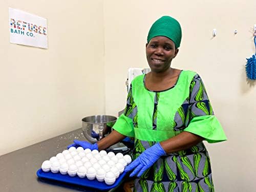 Color-Free Bath Bombs 7 Pack | 2.5 oz. Each | Cocoa Butter and Plant-Based Ingredients with No Dyes of Any Kind | Support Refugee Employment in USA (Cherry Almond)