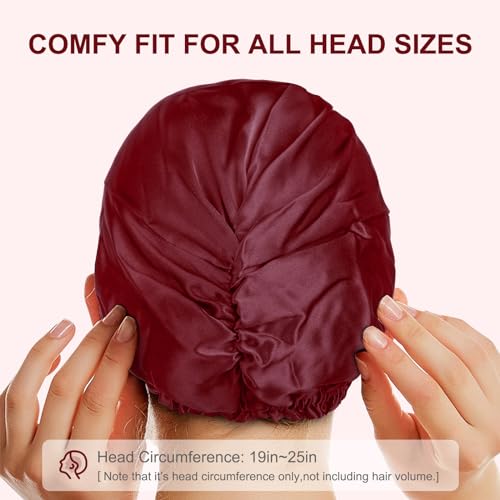 CAAIR Silk Bonnet for Sleeping, 22 Momme Grade-6A 100% Pure Mulberry Hair Care, Maintaining Hairstyles Overnigh, Elastic and Twist Knot Design,Hair Sleeping(1PC, Burgundy)