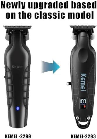 KEMEI 2293 Professional Hair/Beard Trimmer for Men Zero Gapped Hair Clippers for Barber with T Blade, Cordless Rechargeable