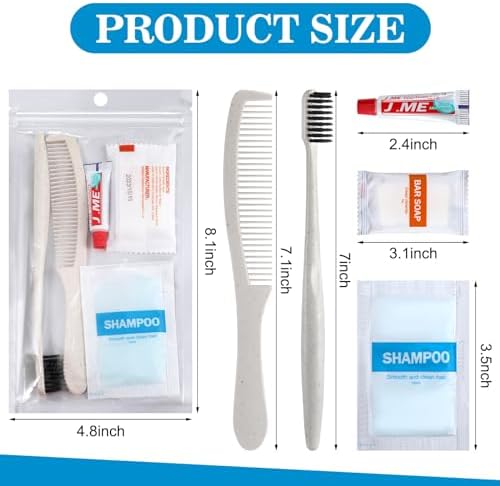 Hushee 96 Sets Bulk Hygiene Kit for Homeless, Includes Shampoo Soap Bar Comb Toothbrushes with Toothpaste Individually Wrapped Basic Toiletry Kits for Travel Charity Hotel Hospitality Industries