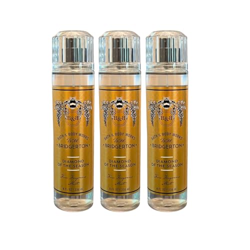 Bath & Body Works BRIDGERTON DIAMOND OF THE SEASON Fine Fragrance Mist Gift Set with a Red Bow for Holiday 8 fl oz - Pack of 3